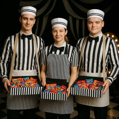 Generic 4pcs 1950s Hot Dog Vendor Halloween Costume Black Size Tall