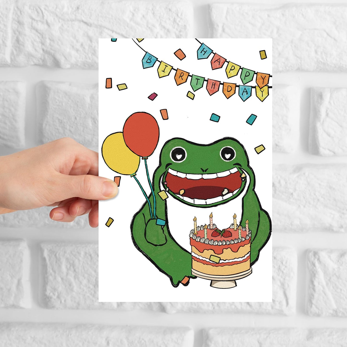 GYYsweetus Frog Happy Birthday Card Cute Cartoon Animal Gift Idea