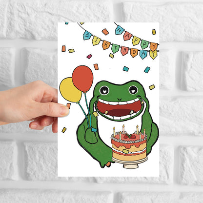 GYYsweetus Frog Happy Birthday Card Cute Cartoon Animal Gift Idea