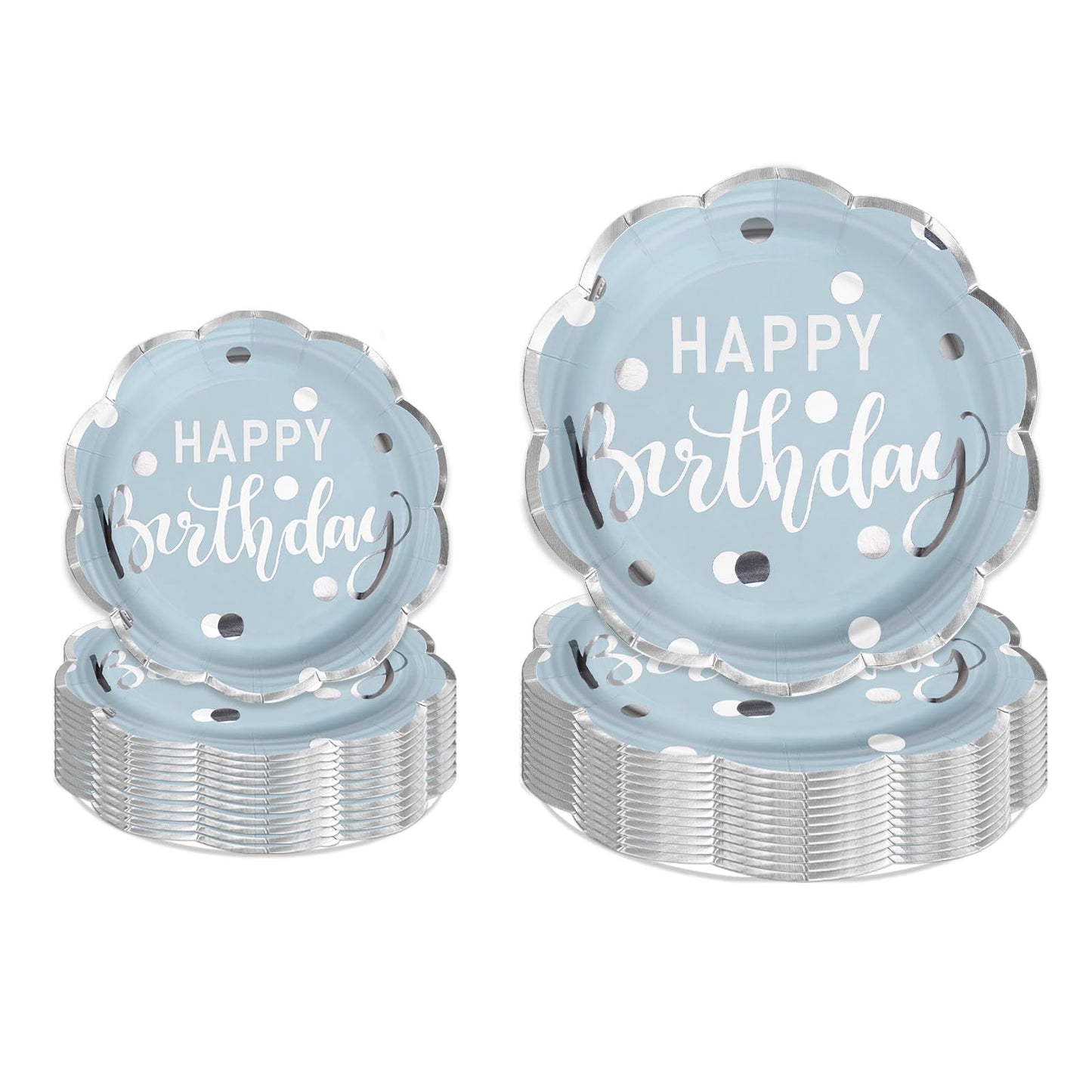 LeZakaa Birthday Paper Plates Set 50pcs 7 & 9 Inch Happy Birthday Balloon