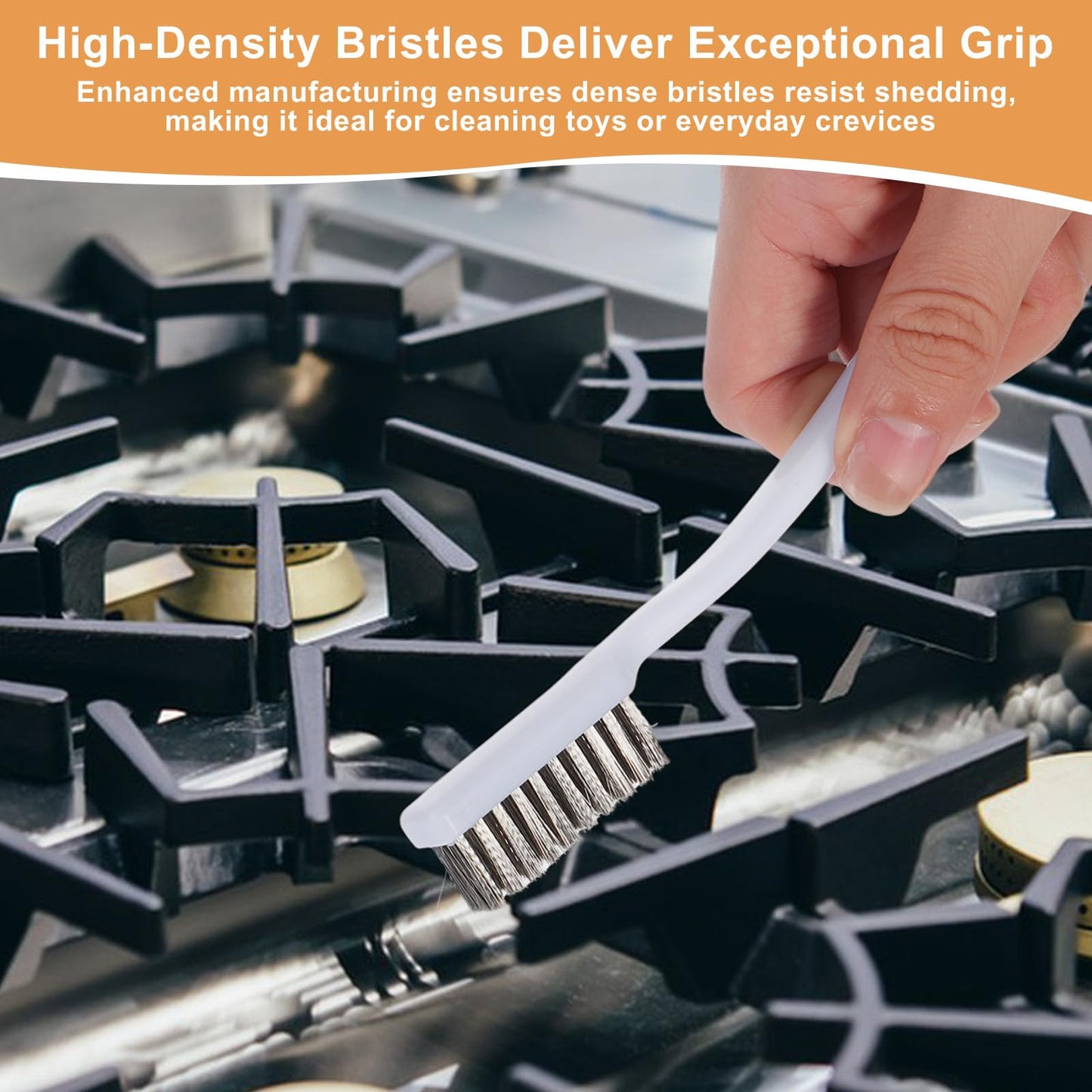 Yolev 5Pcs Stainless Steel Wire Brushes Heavy-Duty Curved Handle Cleaning