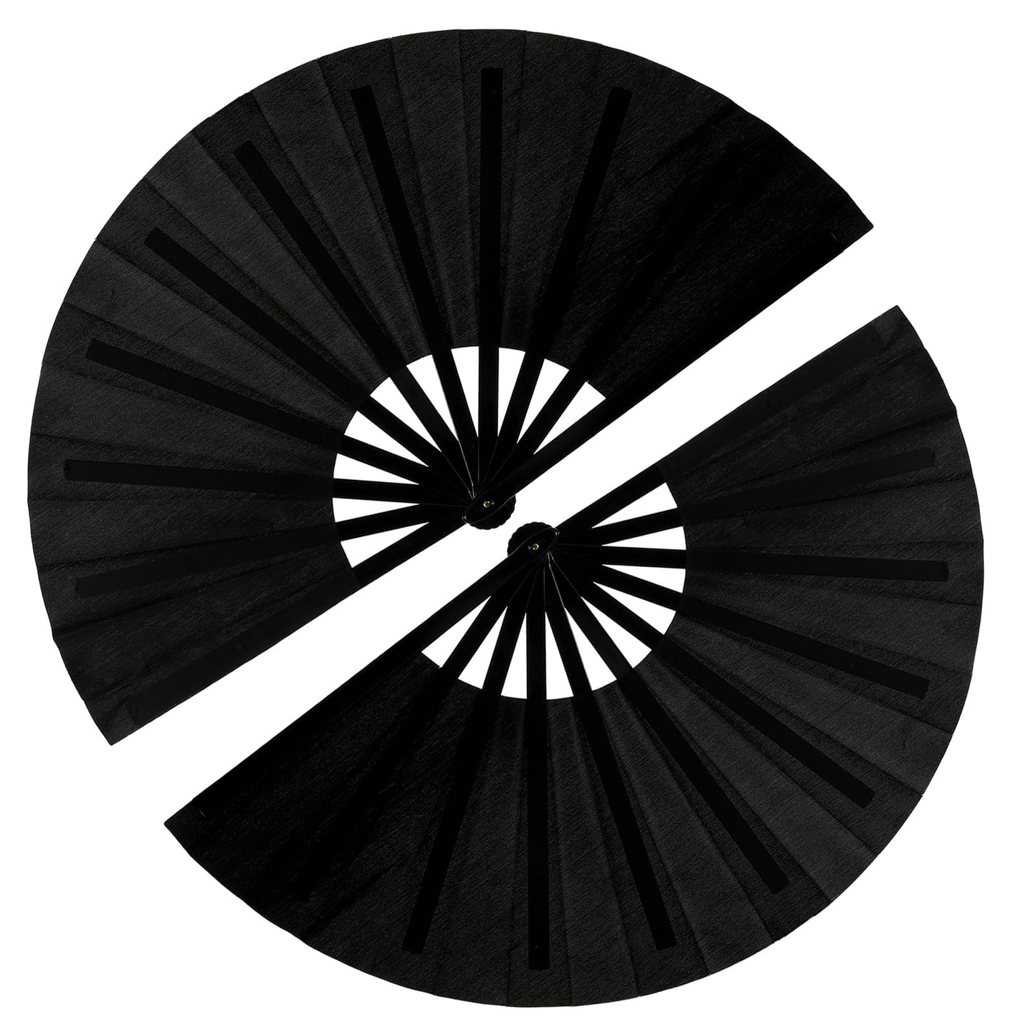 GeGeYa 13inch Large Rave Fan Foldable Hand Fans Black 2 Packs
