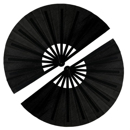 GeGeYa 13inch Large Rave Fan Foldable Hand Fans Black 2 Packs
