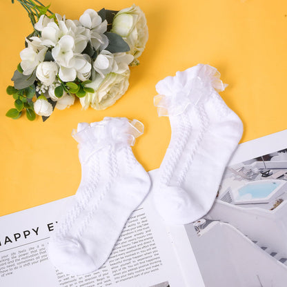 Rthjsfj Girls Cotton Lace Dress Socks White 1 Pack Size 4-6 Years