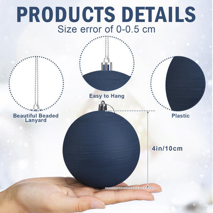 MiniInflat 12 Pc 4Inch Neutral Textured Christmas Ball Ornaments Cream Blue Pink