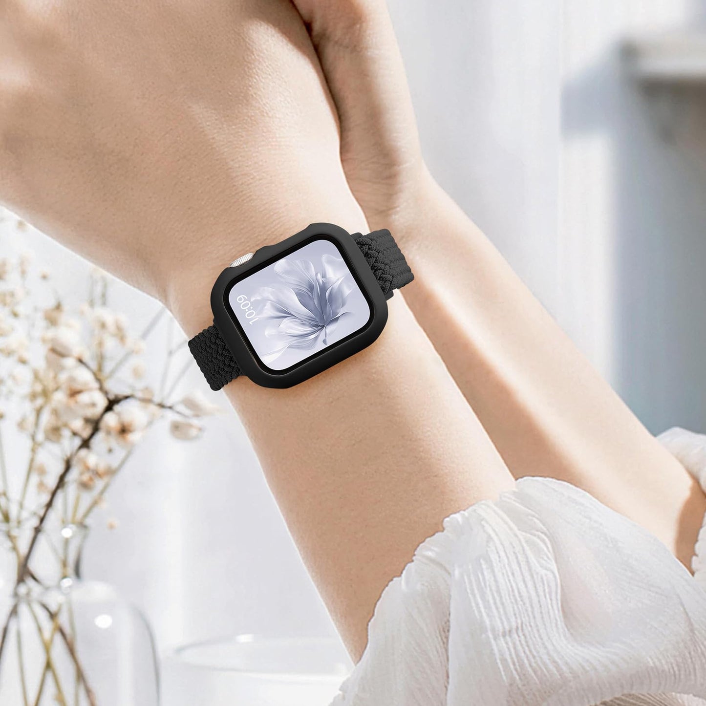 Butifacion Slim Braided Nylon Band Case for Apple Watch 40-46mm Black