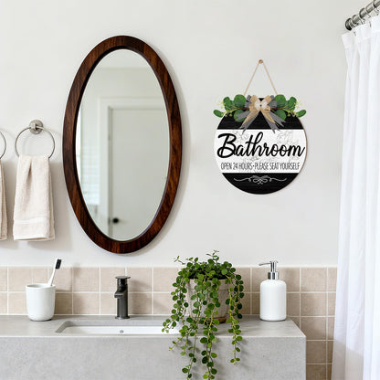 CHDITB Summer Bathroom Wooden Sign Tropical Palm Tree 11.4x11.4 in Portrait