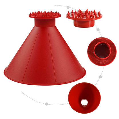 CLESDF Magical Car Ice Scraper Funnel 2 Pack Red Cone Windshield Snow Scraper
