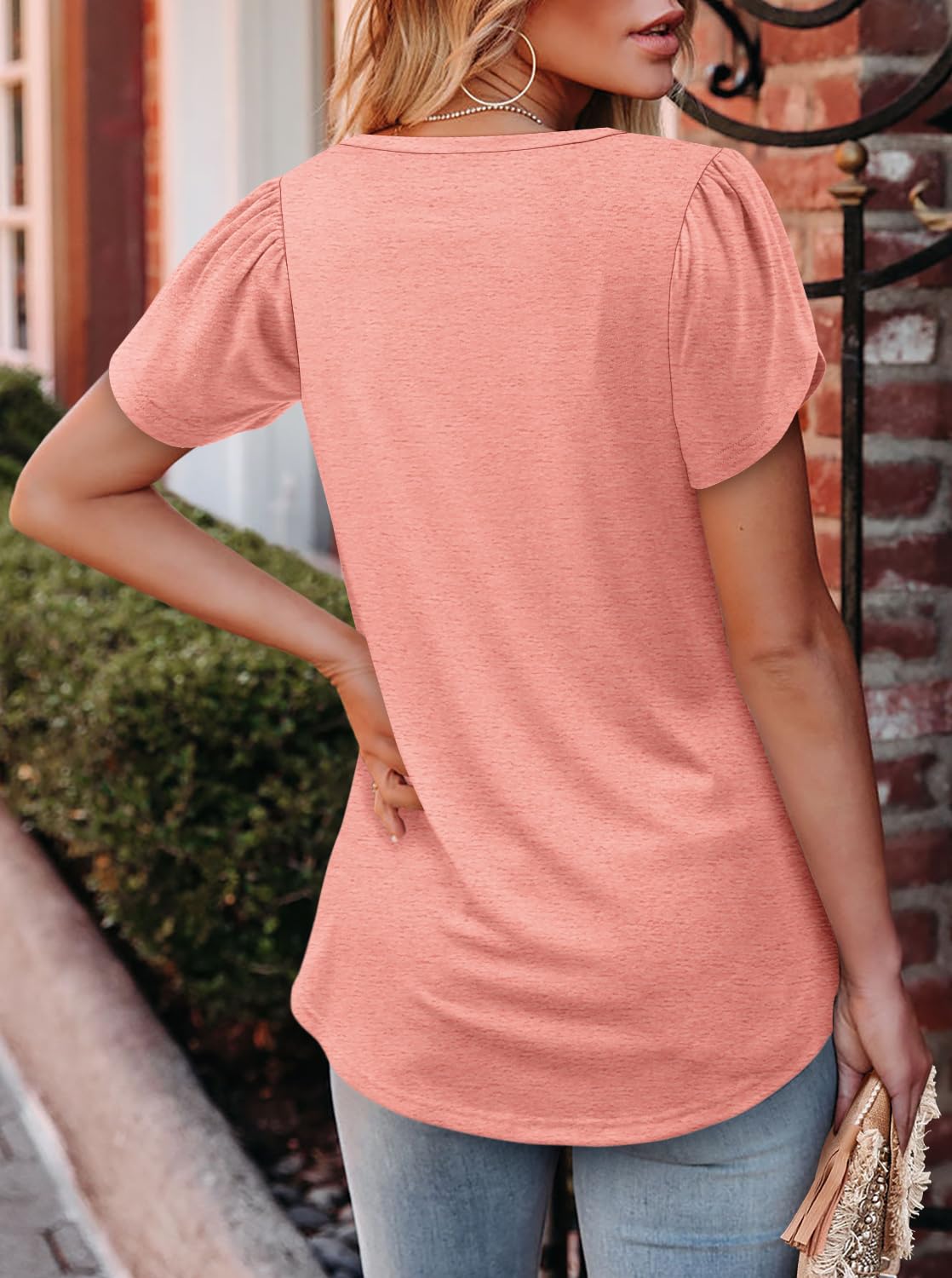 BETTE BOUTIK Women's Asymmetrical Pleated Crewneck Top Orange Pink Size XL
