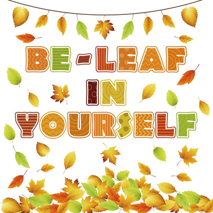 EggSun 112pcs Thanksgiving Fall Bulletin Board Decorations Maple Leaf 14x8in