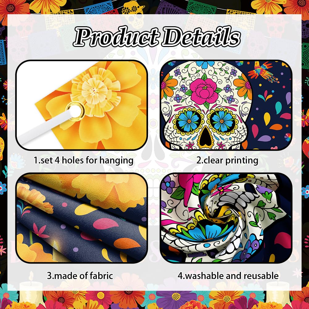 Sendy Day of The Dead Sugar Skull Backdrop 7x5ft Vibrant Colors Vinyl