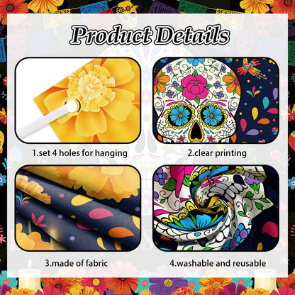 Sendy Day of The Dead Sugar Skull Backdrop 7x5ft Vibrant Colors Vinyl