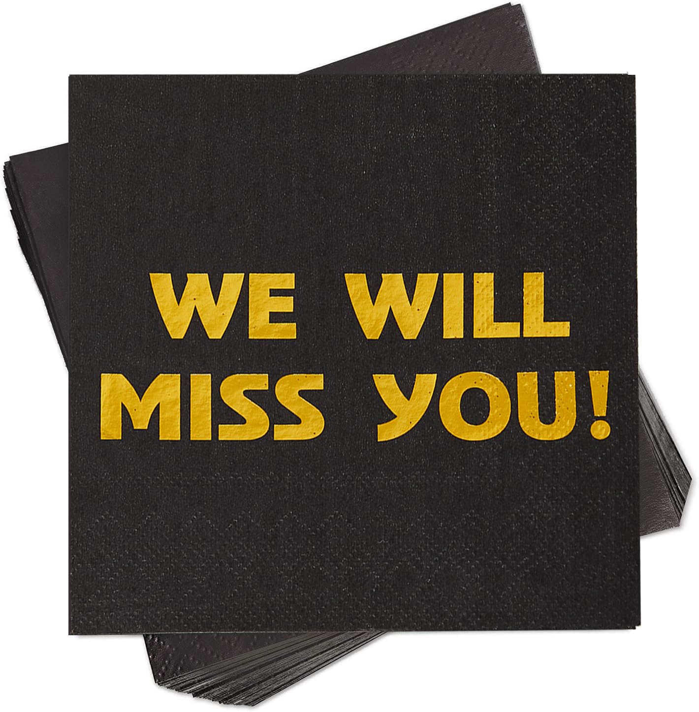 Sllyfo Retirement Party Napkins 5x5in 50PK Black Gold Farewell Decor