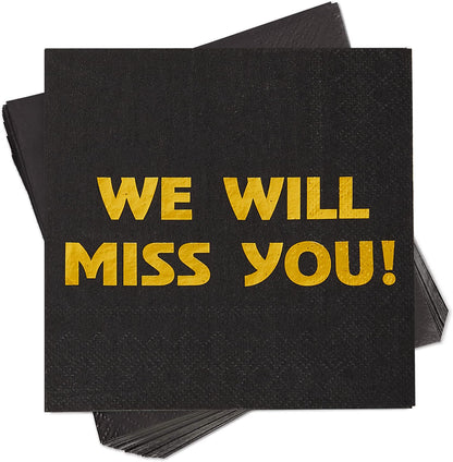 Sllyfo Retirement Party Napkins 5x5in 50PK Black Gold Farewell Decor