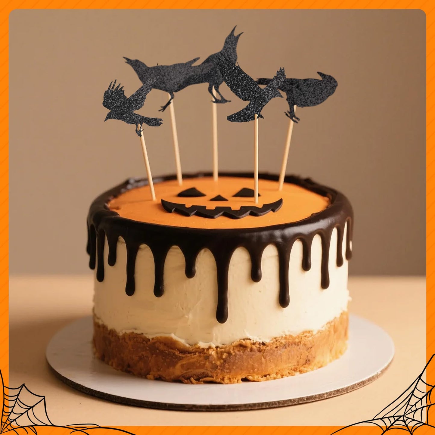 GUYI 24 PCS Halloween Crow Cupcake Toppers Horror Picks Cardstock Toothpick