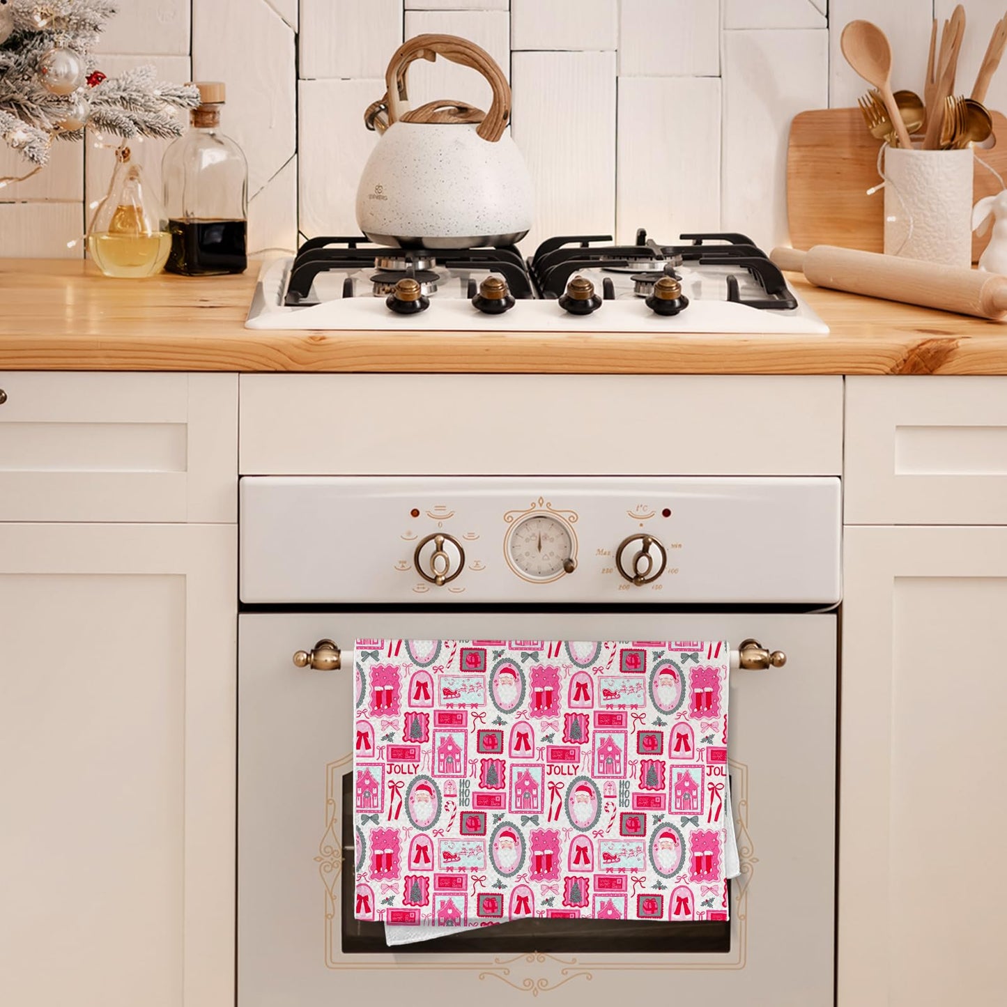 WDSFHYJK Coquette Christmas Santa Kitchen Towels Hot Pink 16x24 Inch