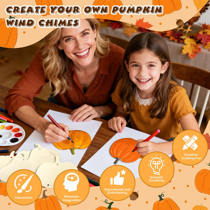 SRIZIAN Pumpkin Wind Chimes Kit DIY Wood Crafts Kids Autumn Party 8 Pack