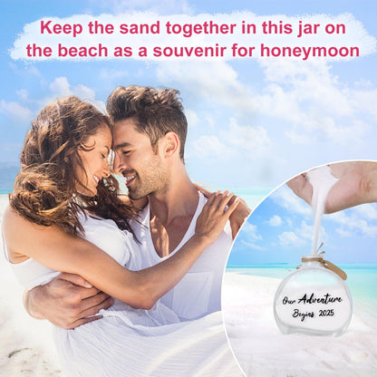 muchly 2 Pcs Honeymoon Sand Keepsake Jar Our Adventure Begins 2025 Heart