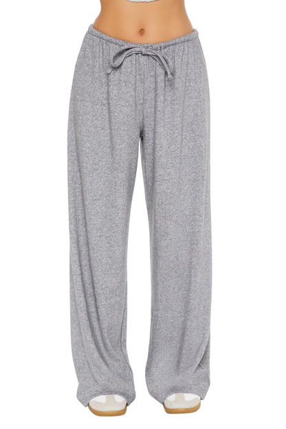 Forever 21 Ribbed Knit High-Rise Pants Dark Grey Size M