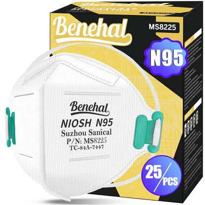 benehal NIOSH Approved N95 Particulate Respirators Mask White Pack of 25