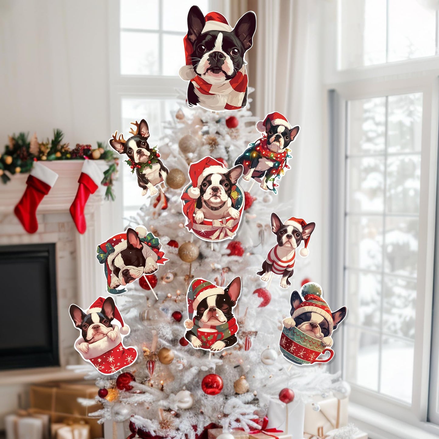 Ciazoxa Christmas Golden Doodle Tree Topper 9Pcs Ornament Xmas Decor