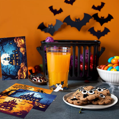 Tlenpo Halloween Postcards 32pcs 4x6in 350gsm Vintage Pumpkin Skeleton