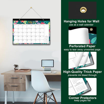 Lbylyhxc 2026-2027 18-Month Desk Calendar 17x12 Flowers Jan 2026-Jun 2027