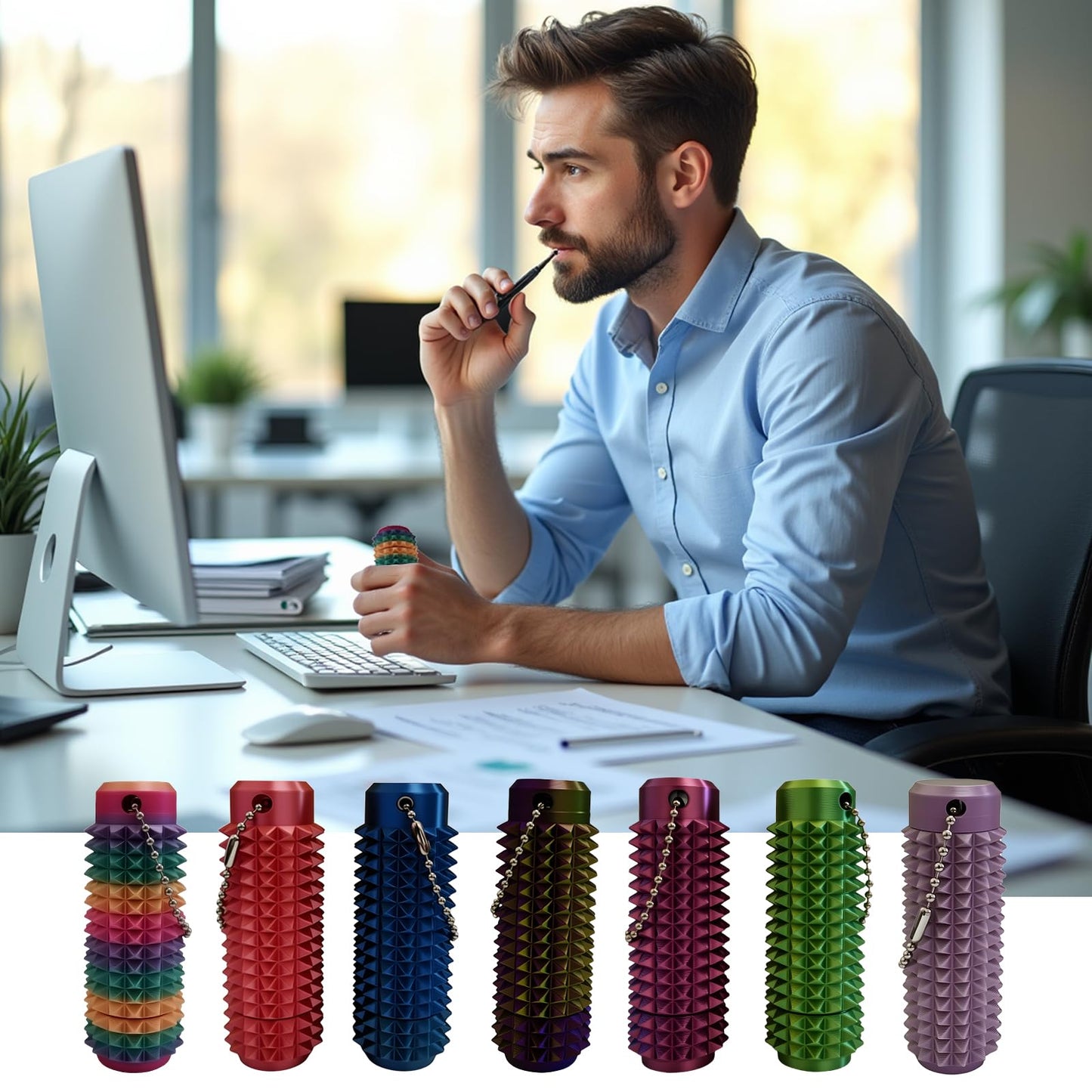VeiDynoA Ouchies Pain Fidget Toy 3D Printed Anxiety Relief Rainbow Keychain