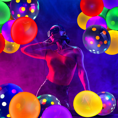 Sumind Halloween Neon Balloon Arch Kit 100 Pcs 53ft Glow Black Light Polka Dot