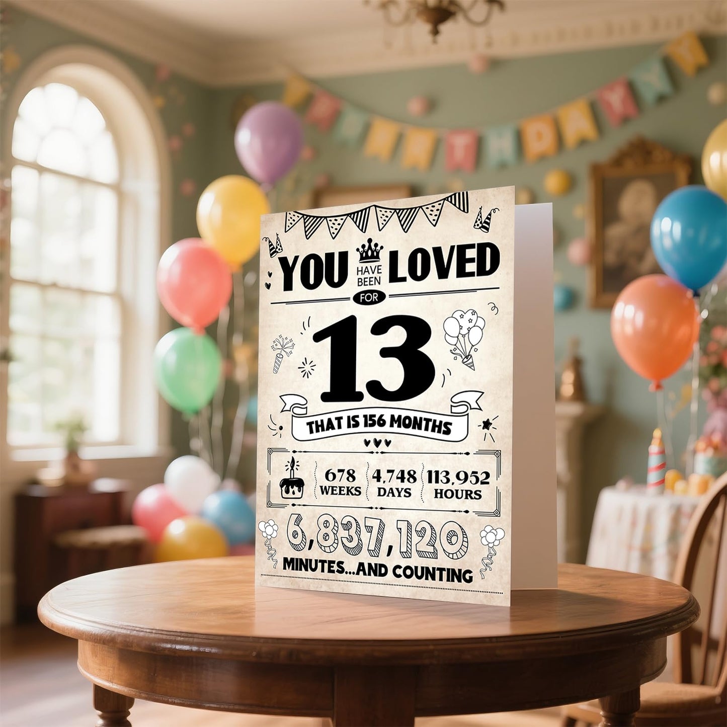 ZUDBBDSD 13th Birthday Card Boys Girls Party Decorations Retro Variety Pack