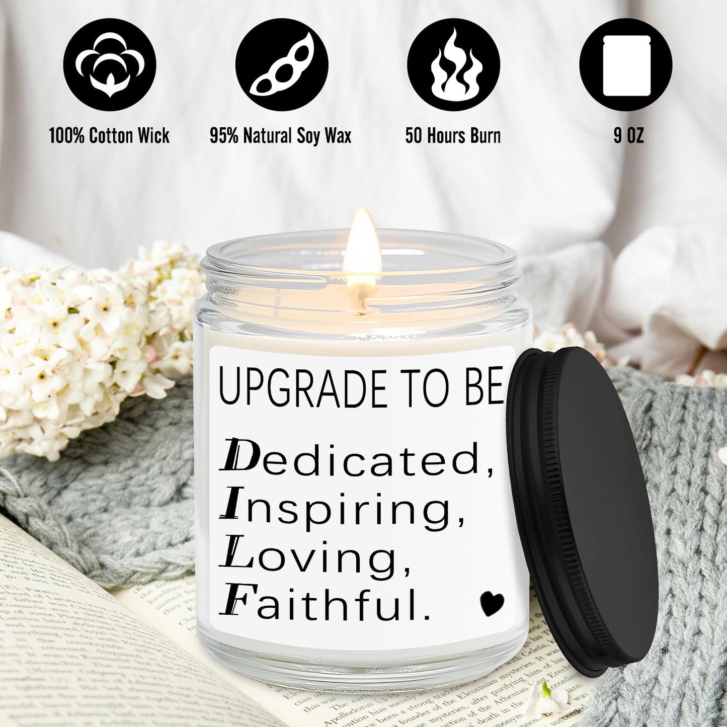 RIZOOCE Lavender Scented Wax Candle Transparent New Dad Gift 0.431lb
