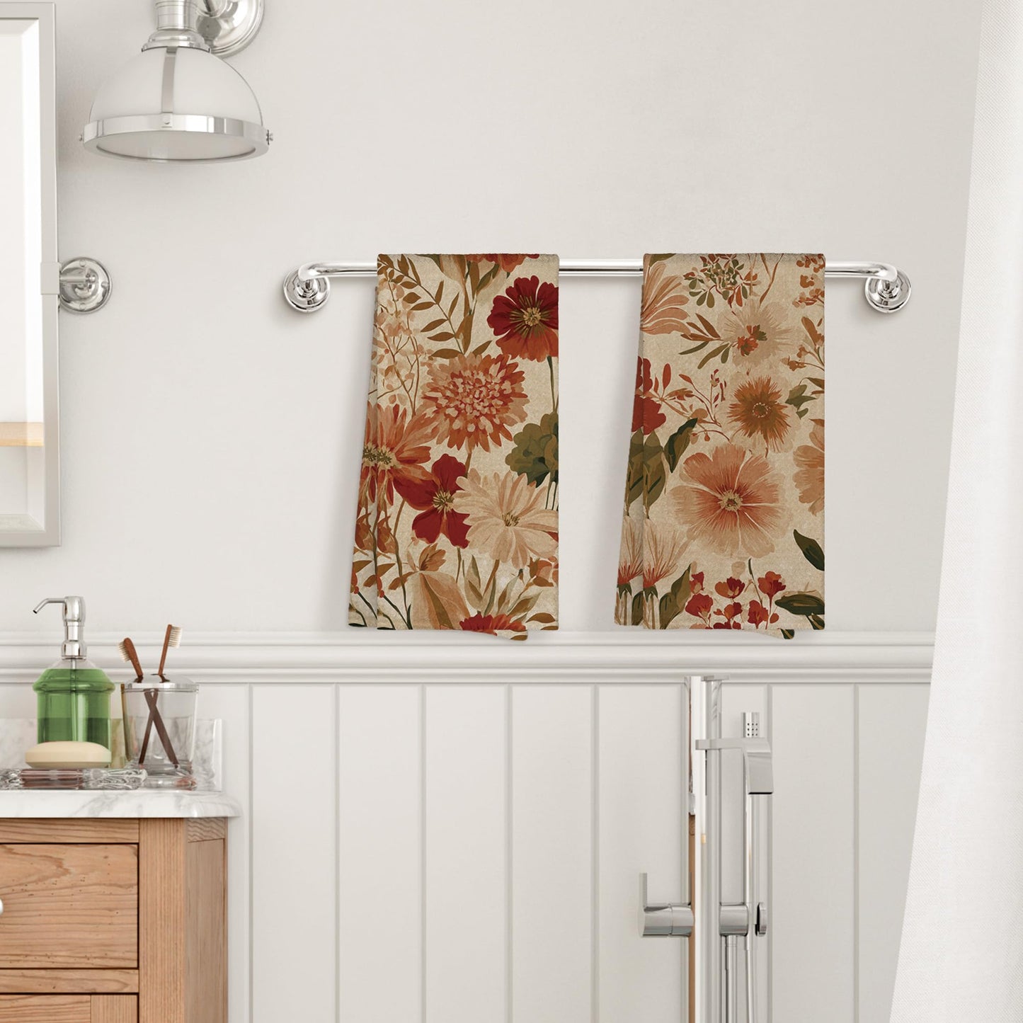 Sviojuce Vintage Fall Pumpkin Oak Leaf Kitchen Towels 16x24 Beige Set of 2