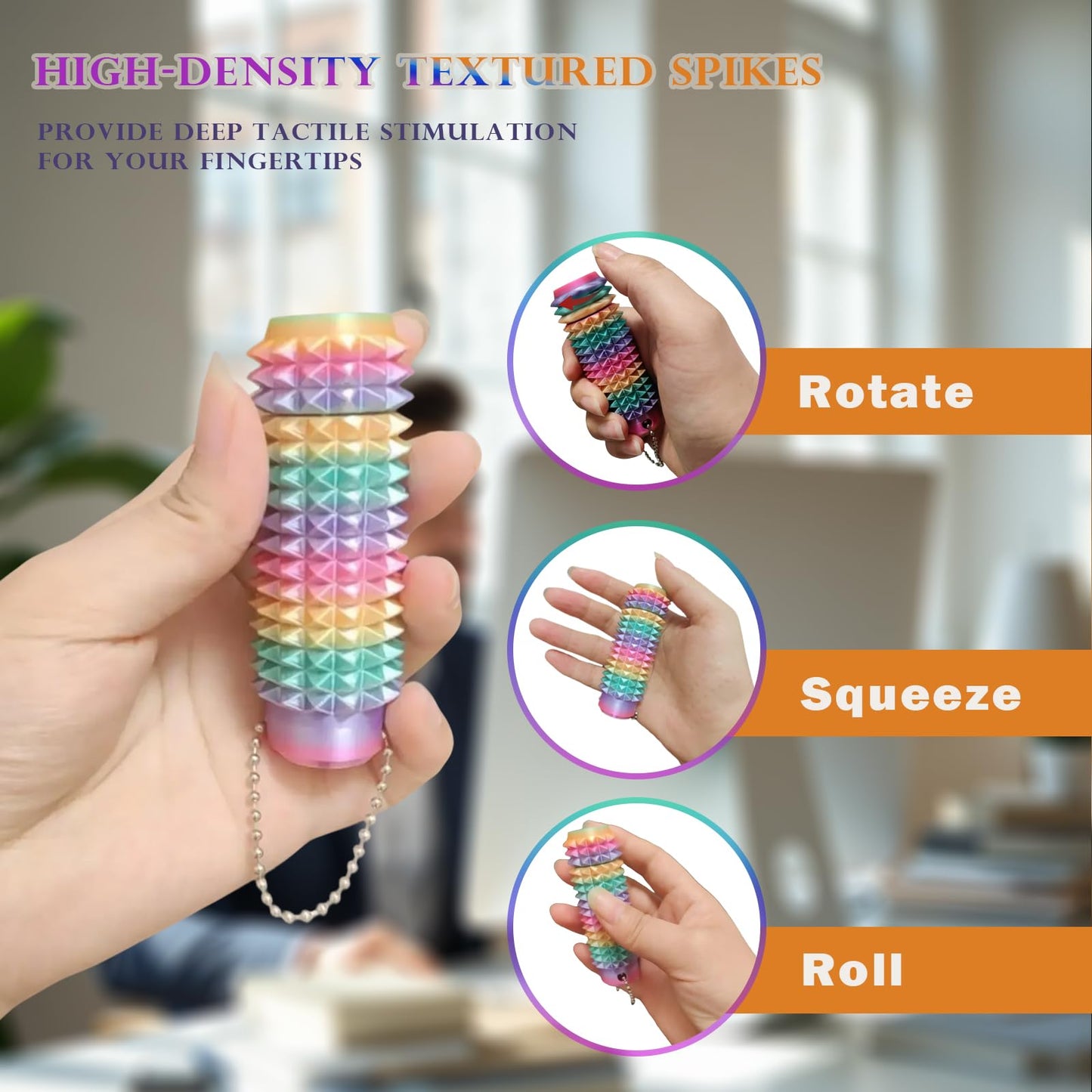 VeiDynoA Ouchies Pain Fidget Toy 3D Printed Anxiety Relief Rainbow Keychain