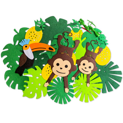 Leyhooney Christmas Jungle Felt Decor Set Tropical Toucan Monkey Palm Leaf