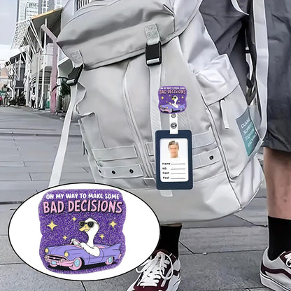 CHAONENG Funny Silly Goose Badge Reel Retractable Clip Medical Nurse Purple