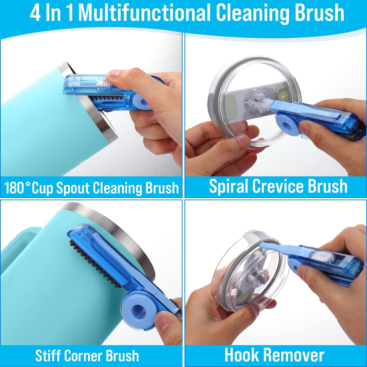 XANGNIER 3 Pack Stainless Steel Bottle Cleaner Brush Kit for Baby Bottles