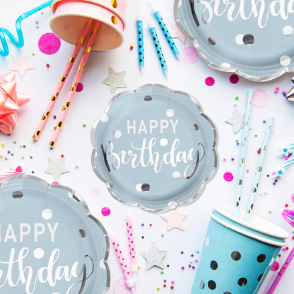 LeZakaa Birthday Paper Plates Set 50pcs 7 & 9 Inch Happy Birthday Balloon