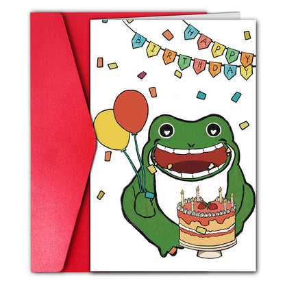 GYYsweetus Frog Happy Birthday Card Cute Cartoon Animal Gift Idea