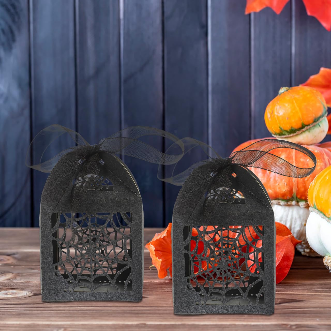 BESTOYARD Halloween Hollow Die-Cut Candy Boxes Black 8.27x4.53in 50pcs
