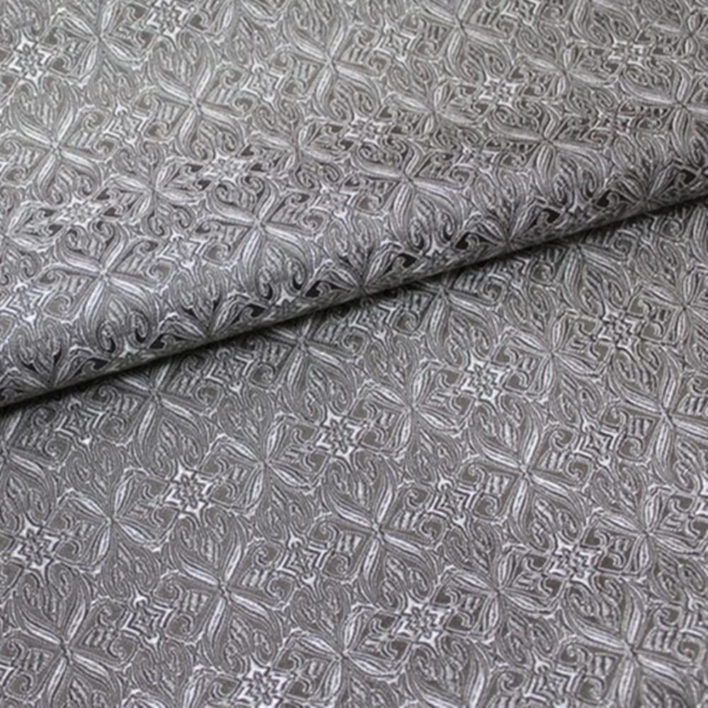 Tinakim Jacquard Brocade Faux Silk Fabric Grey Cut by The Yard