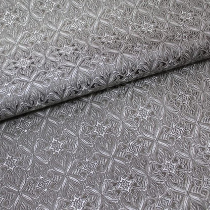 Tinakim Jacquard Brocade Faux Silk Fabric Grey Cut by The Yard