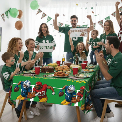 Bambluby Football Party Tablecloth 3 Pack 108x54in Comic Style Disposable