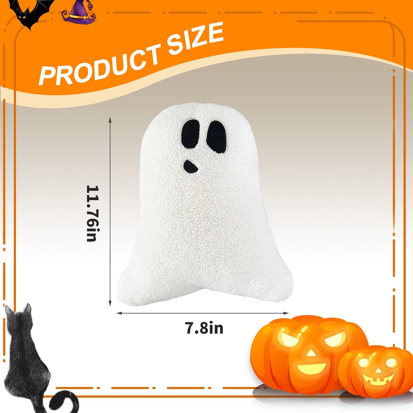WSARZAHE Halloween Ghost Decorative Throw Pillow Flannel 11.76x7.8 Inch