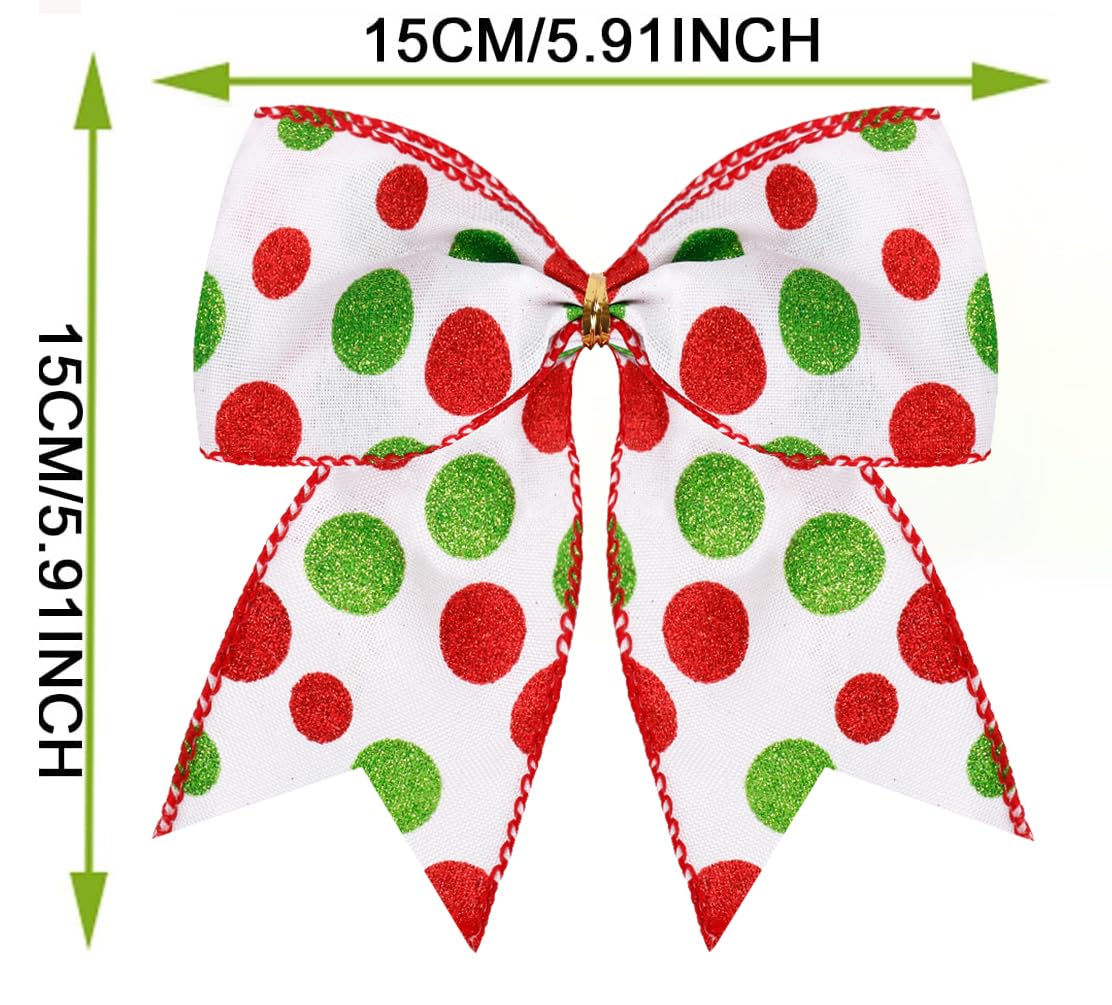 Hiagkmet 12 pcs Red Green Christmas Bows Ornaments 6 Inch Holiday Decor