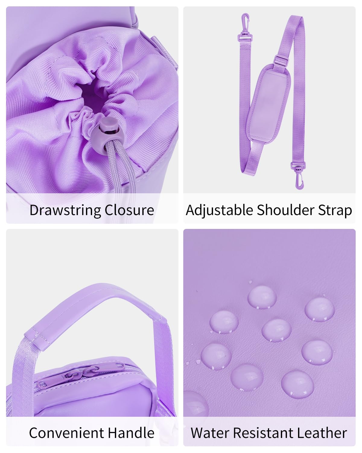 Wandering Nature Insulated Water Bottle Holder Strap 32oz Purple Leather
