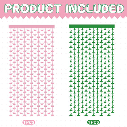 JJWYLTKB 2 Pack Pink Green Fringe Curtain 3x7ft Birthday Party Decor