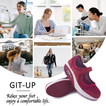 Git-up Women's Arch Support Walking Shoes Orthopedic Sneakers Red Size 9.5