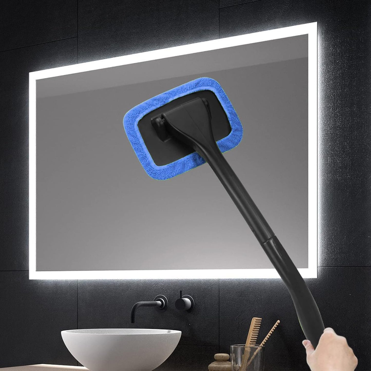 POPDA Car Windshield Cleaner Tool Detachable Handle 5 Pads 30ml Sprayer