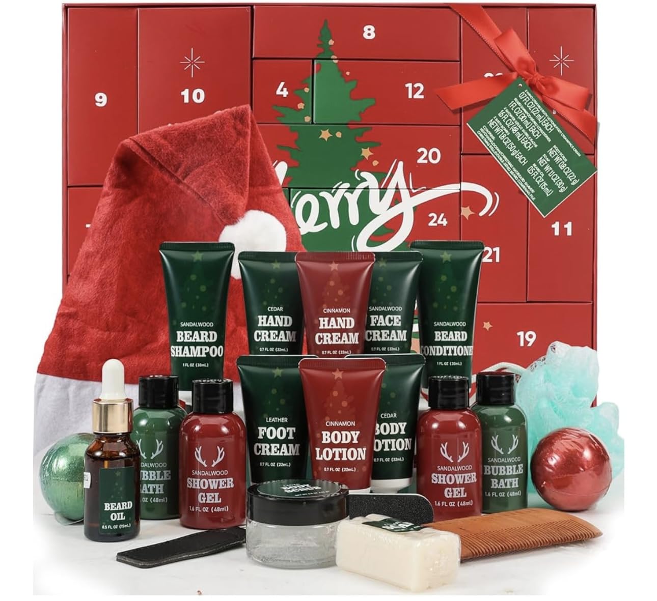 Rinse & Robust Advent Beauty Calendar 2025 Beard Care Kit 24 Days Red