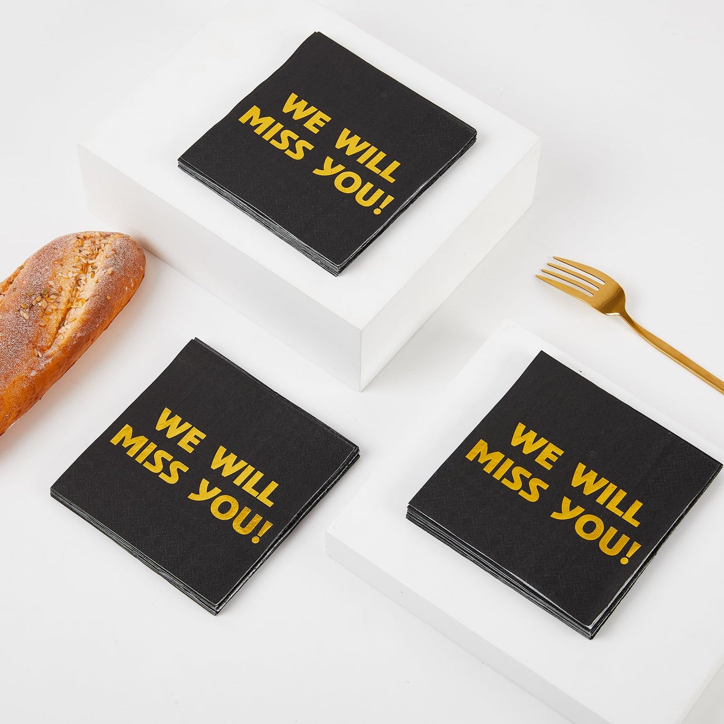 Sllyfo Retirement Party Napkins 5x5in 50PK Black Gold Farewell Decor